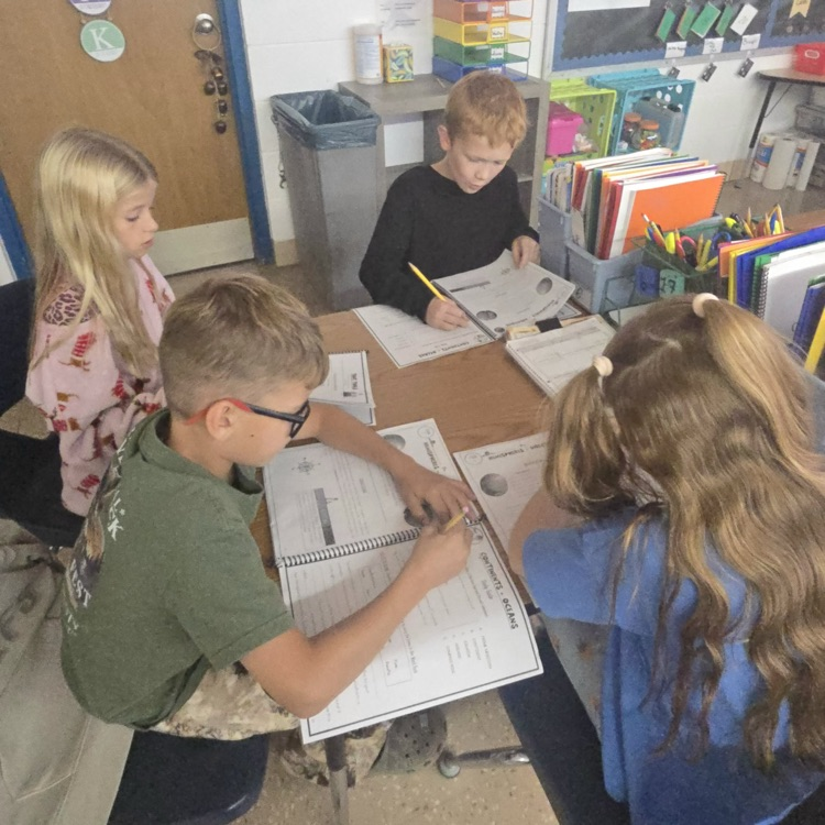 Mrs. Hazelwood's 4th grade students worked together to identify evidence within a text to help them complete guided notes for a social studies test.