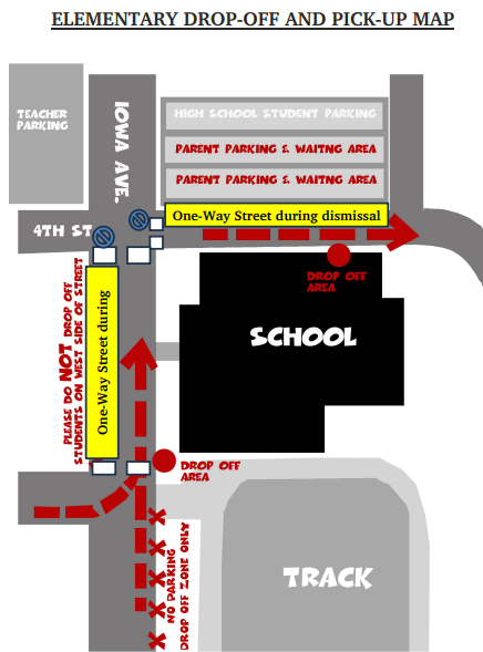 Elementary Student Drop Off/Pick Up Reminder & Graphic