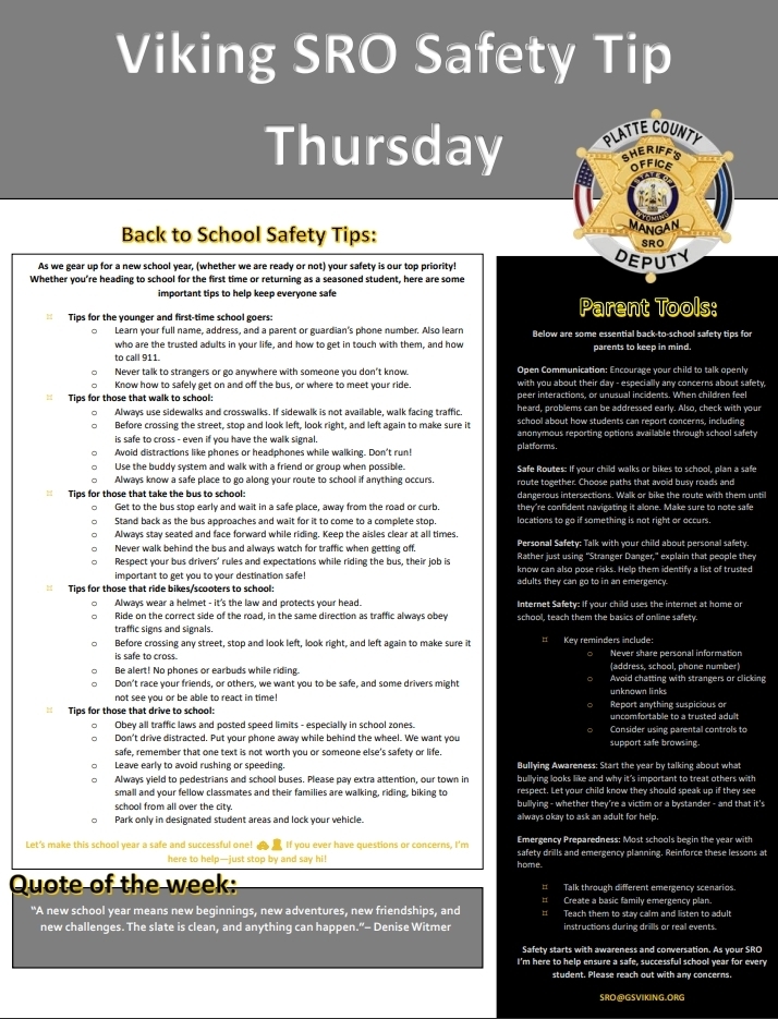 Safety Tip Thursday - Back to School