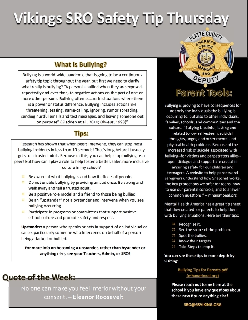 Guernsey Safety Tip Thursday - Bullying