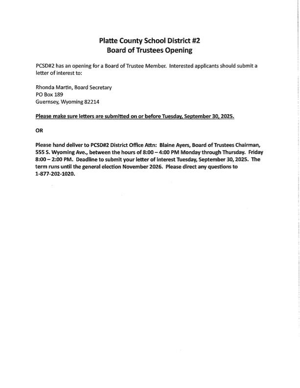 Board of Trustees Opening