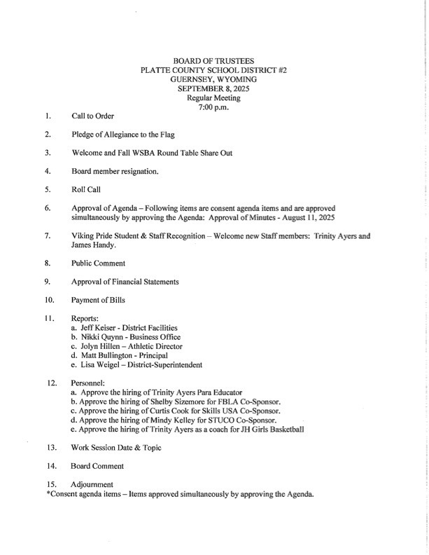 School Board Agenda 9/8/25
