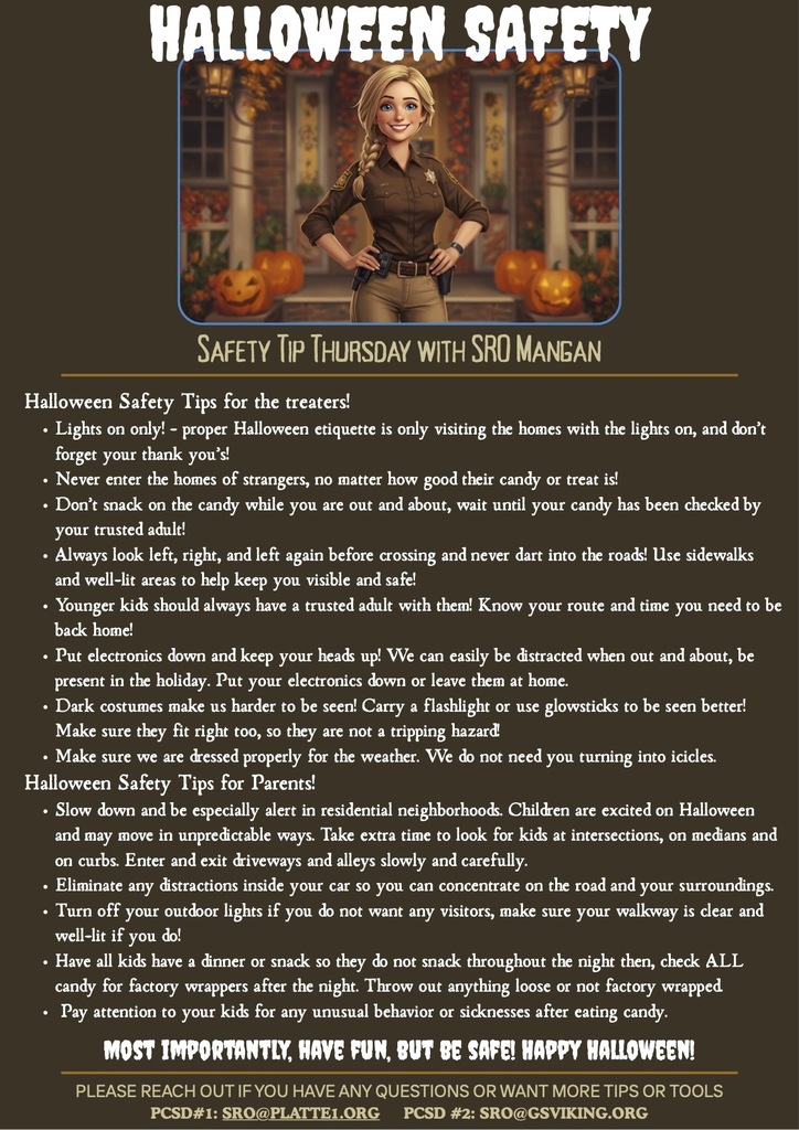 Halloween Safety Tip - Cartoon SRO Mangan