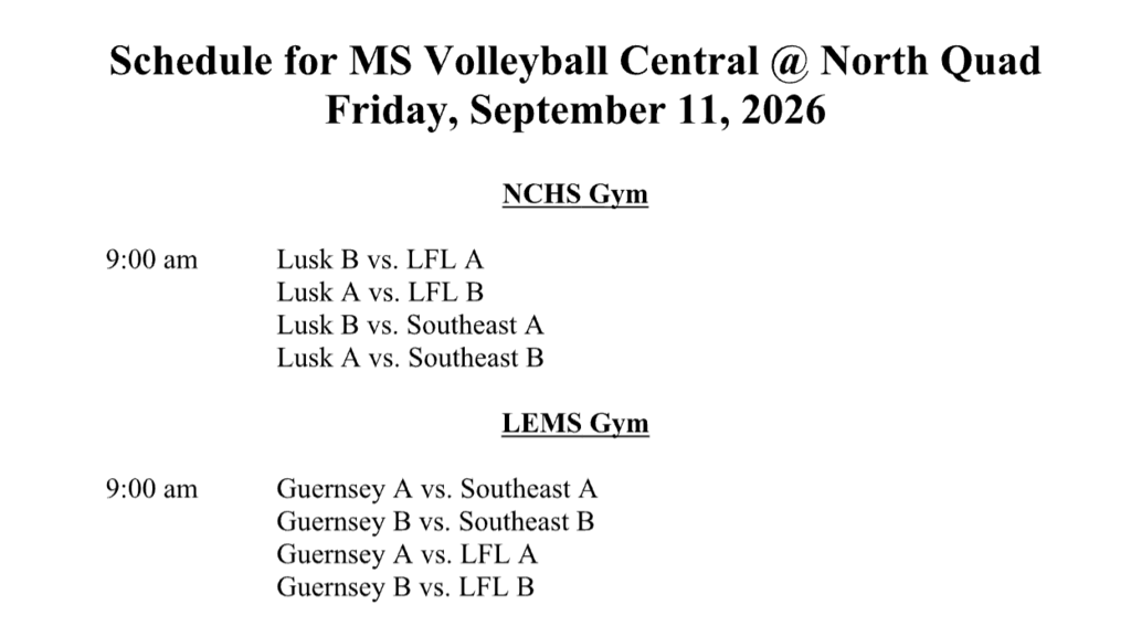 JHVB at Lusk Tournament Schedule