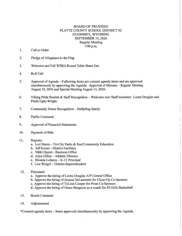 Sept 14 2026 Board Meeting