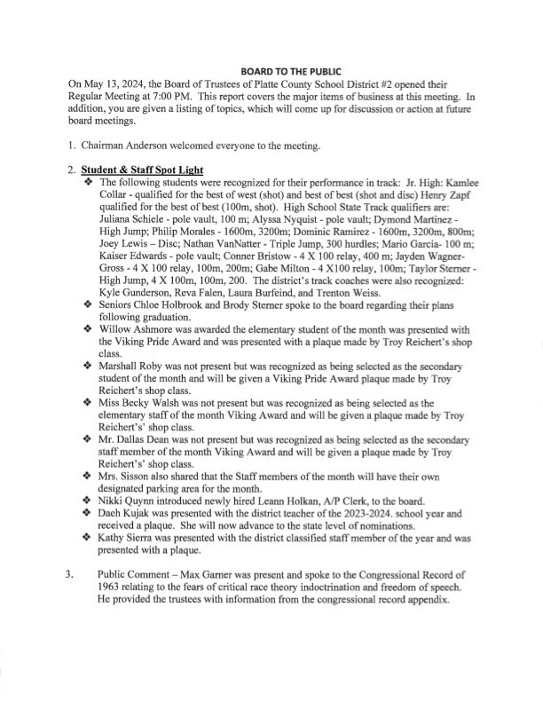 Board To Public 5-13-24