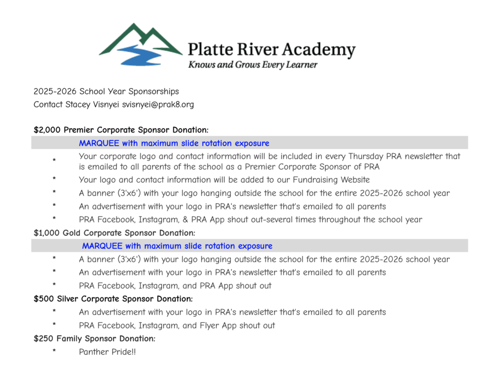 Corporate Sponsorship Levels