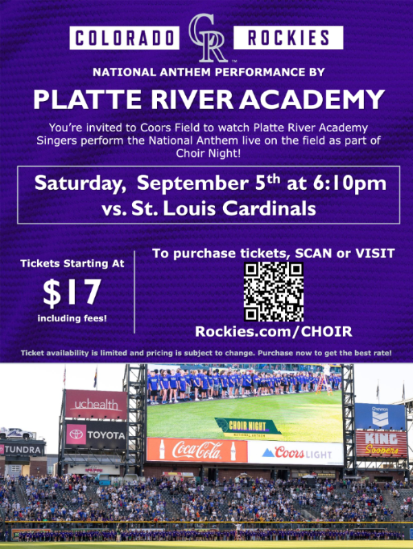Rockies game for PRA Singers, Saturday September 5th at 6:10pm