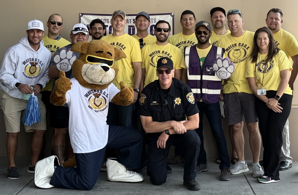 SRO, Watch Dog Dads, WatchDog Macot posing for picture