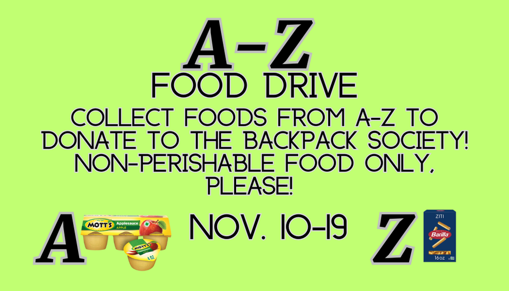 A-Z Food Drive Nov. 10-19th