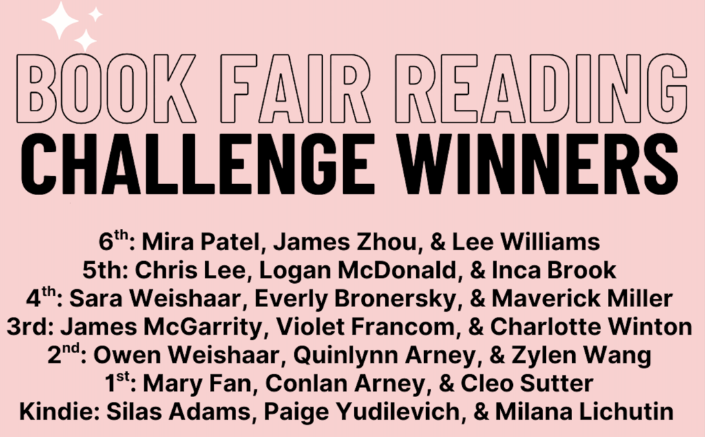 Book Fair Reading Challenge Winners