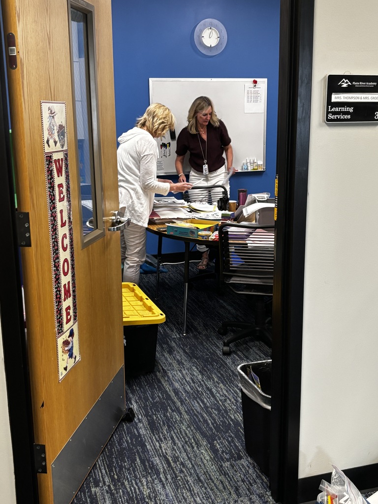 Mrs. Thompson & Mrs. Groeling getting their office ready to welcome kids!