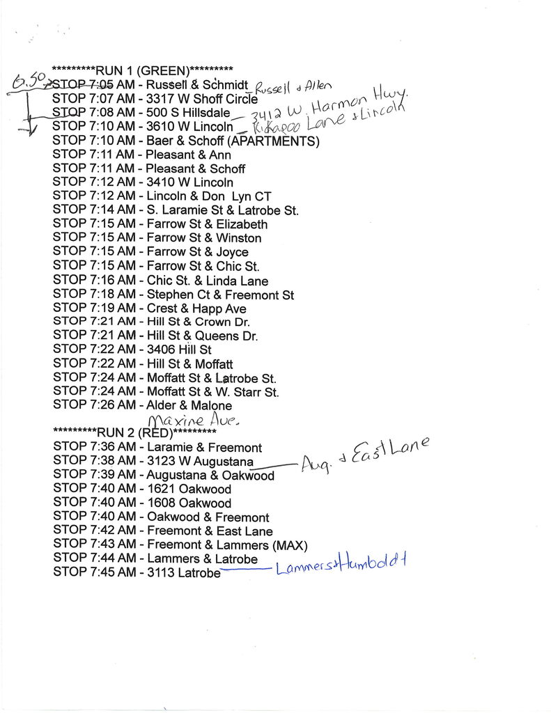 Bus Schedule