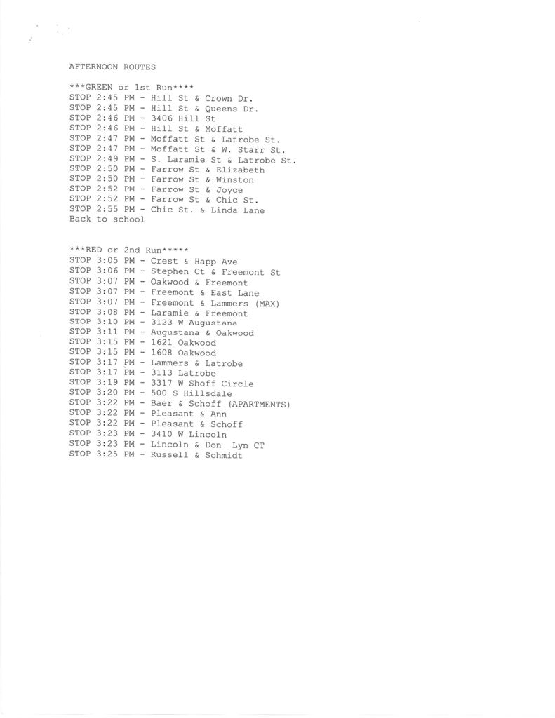 Bus Schedule