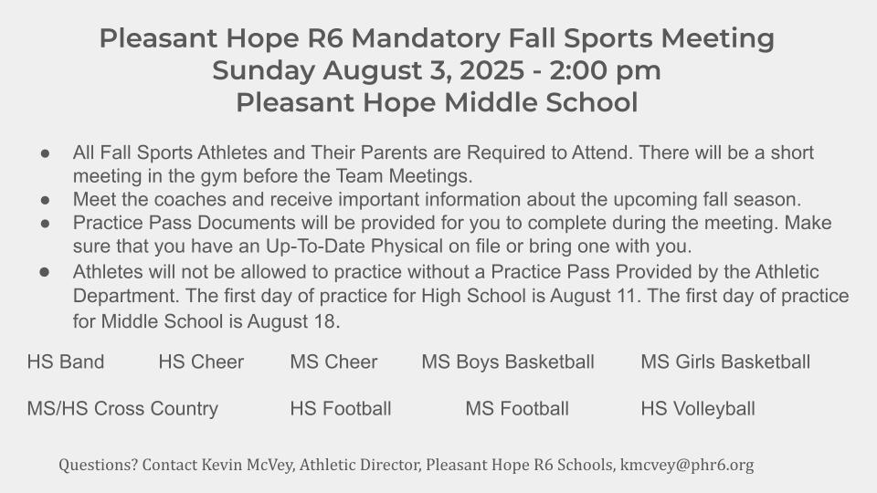 2025 Fall Sports Mandatory Meeting