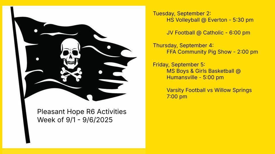 activities for 9/1 - 9/6/2025