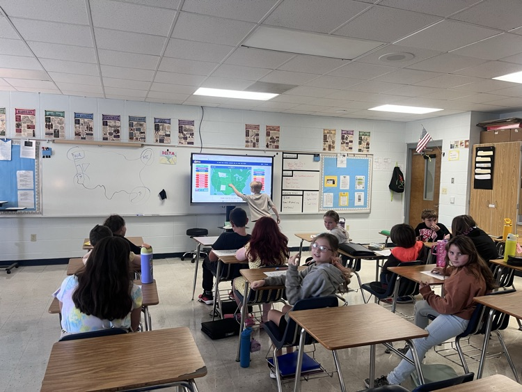 in 5th Grade Social Studies this week we have continued learning to identify our US States via touchscreen. we do this everyday before we begin our lesson.