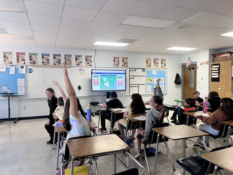 in 5th Grade Social Studies this week we have continued learning to identify our US States via touchscreen. we do this everyday before we begin our lesson.
