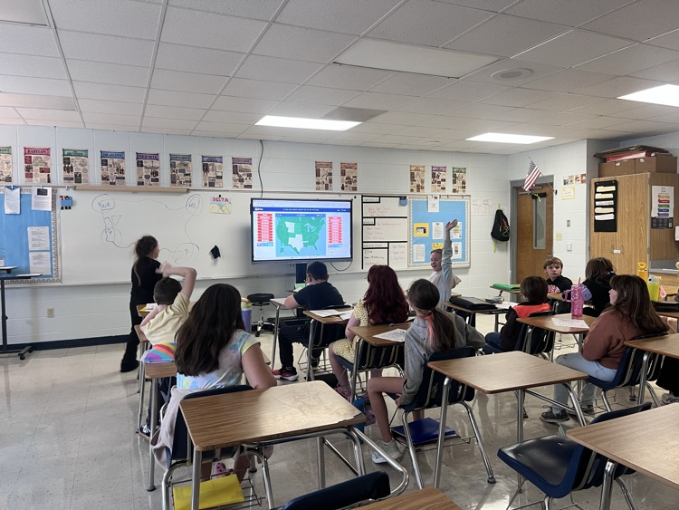 in 5th Grade Social Studies this week we have continued learning to identify our US States via touchscreen. we do this everyday before we begin our lesson.