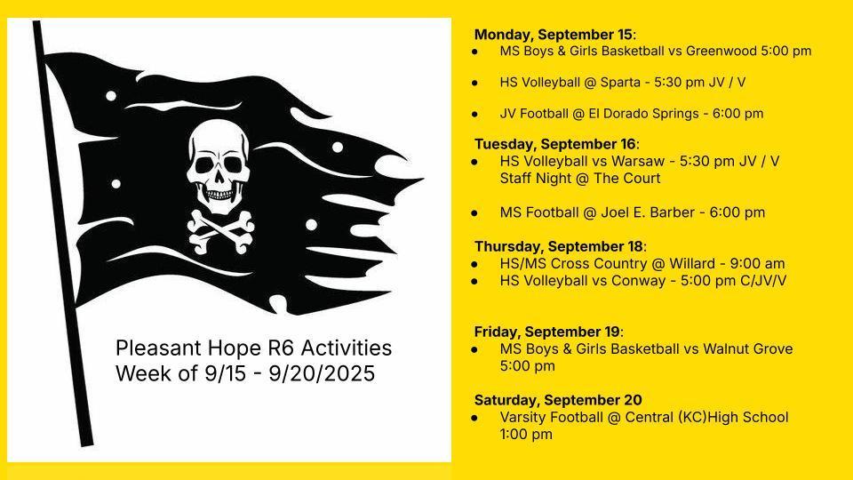 9/15 - 9/20/25 Activities