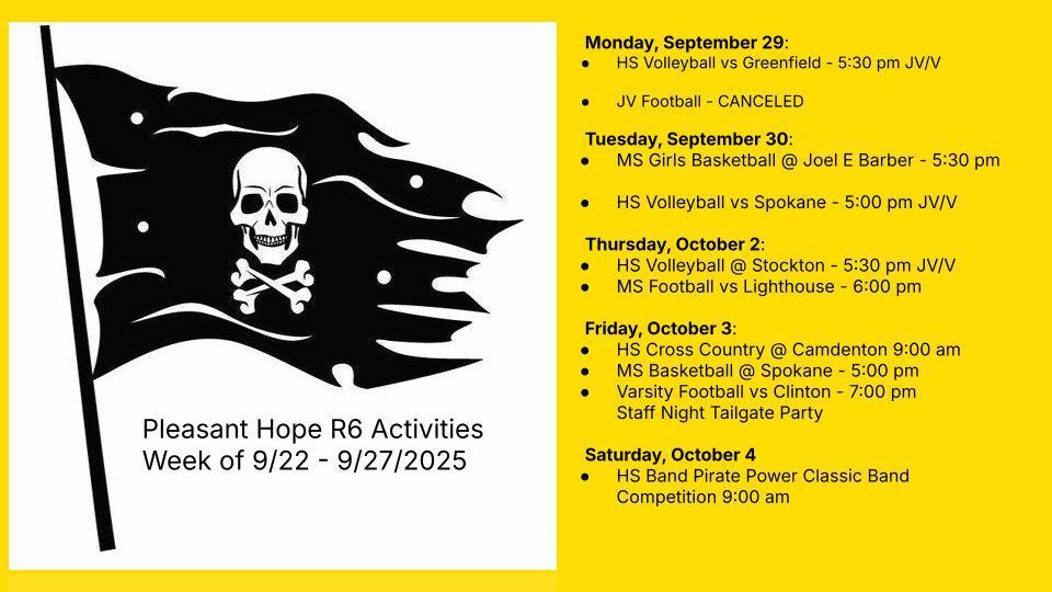 9/29 - 10/4 Activities