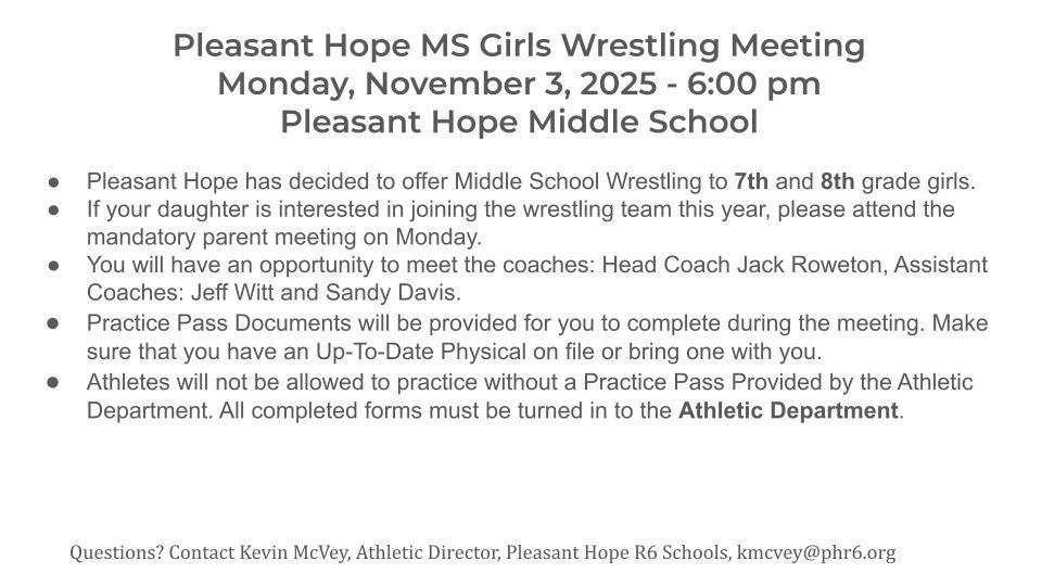 PH MS Girls Wrestling Meeting