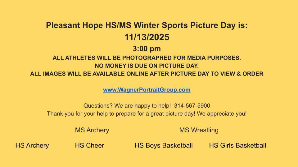 Pleasant Hope HS/MS Winter Sports Picture Day