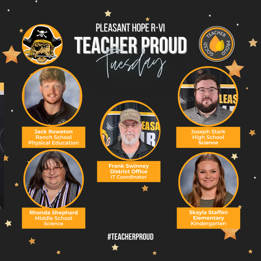 Congratulations to November Staff Members of Month: Skyla Staffen, PHES Kindergarten   Rhonda Shephard, PHMS Science  Joseph Stark, PHHS Science  Jack Roweton, PHRS Physical Education  Frank Swinney, PHDO IT Coordinator 