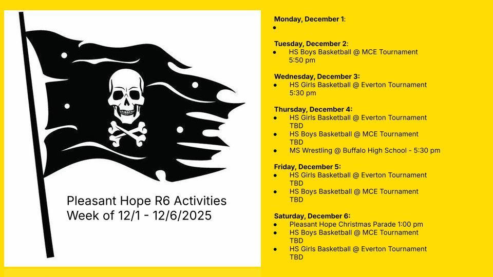 Activities for 12/1 - 12/6 Updated