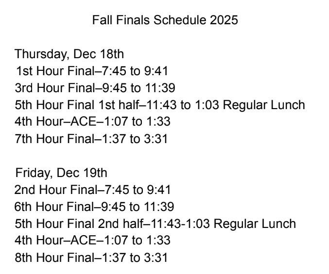 Fall Finals Schedule