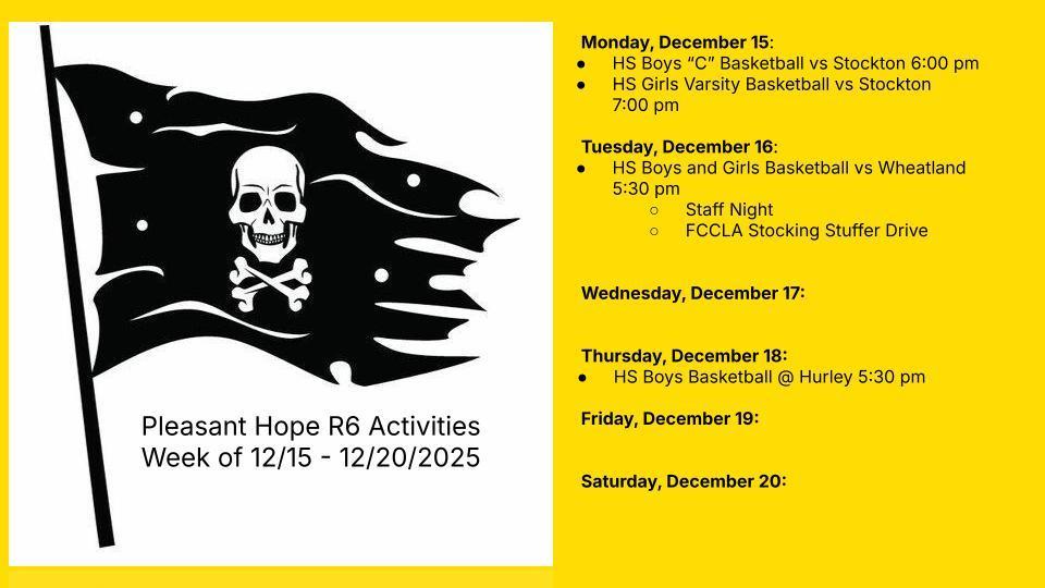PH Activities 12/15 - 12/19/25
