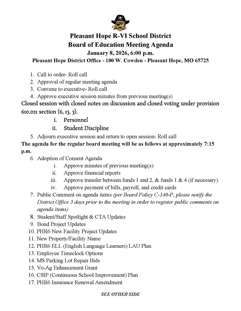 PG-1_PHR6 Jan 8, 2026 Board Agenda