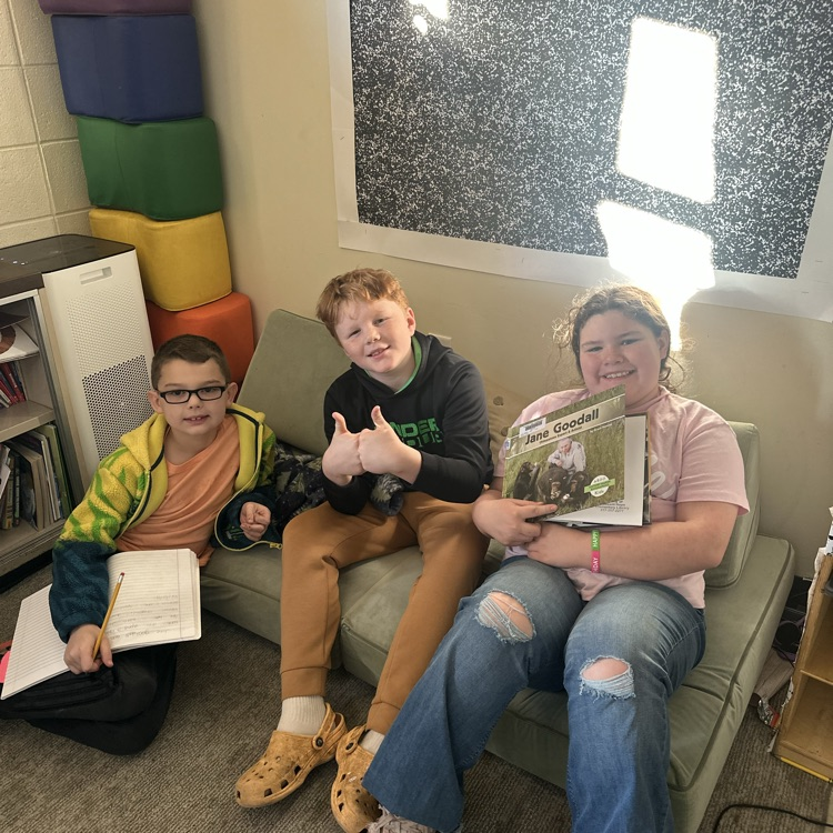 Mrs.McGrady’s Third Graders enjoying some biographies.