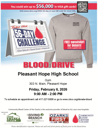 Pleasant Hope Blood Drive on 02/02/206