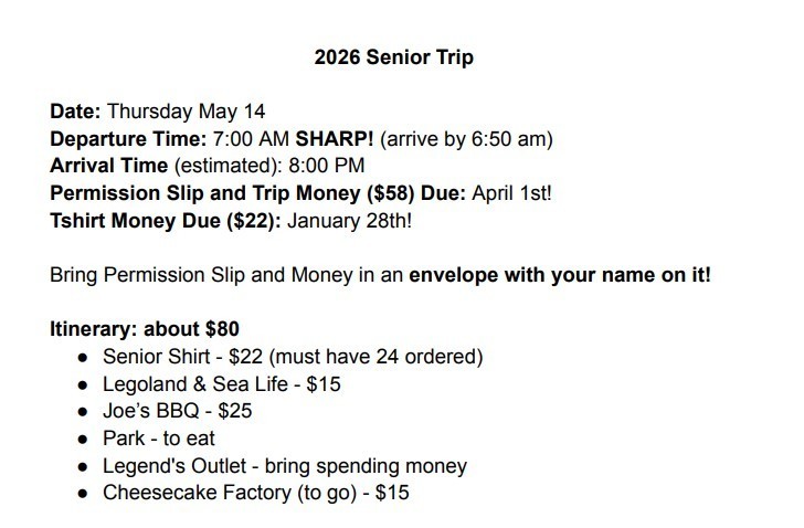Senior Trip 2026