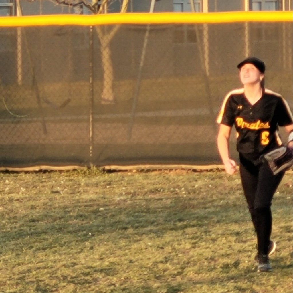Debra Kendrick ready to catch a fly ball