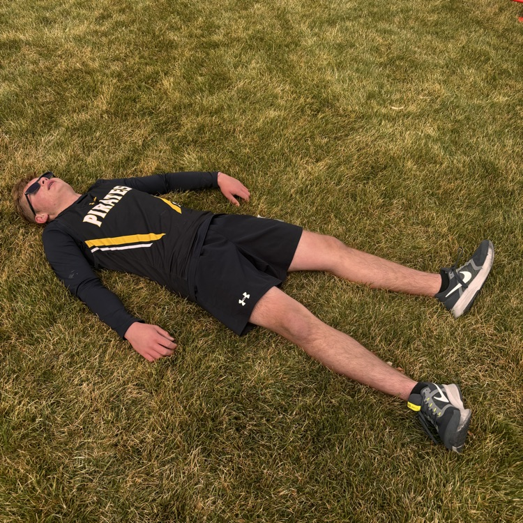 Andrew was exhausted after sprinting in the final meters of the 4x800 to take first!