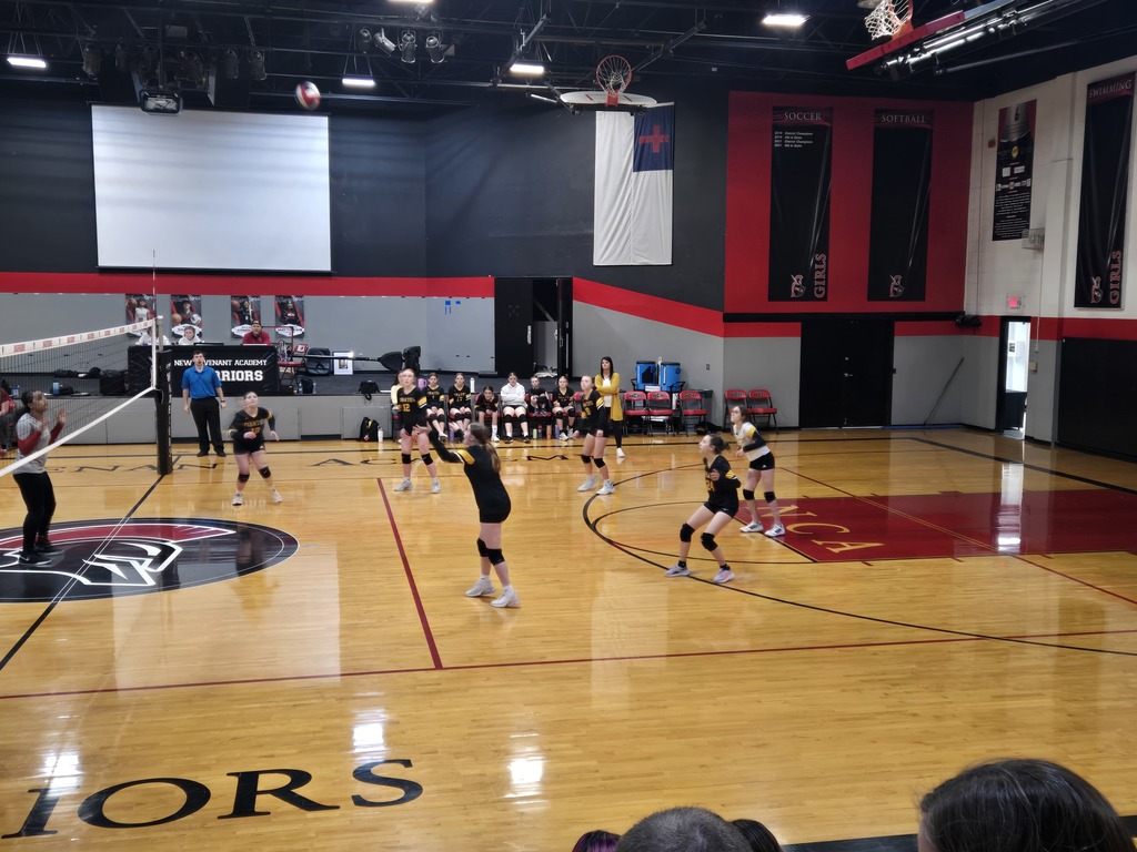 Pleasant Hope Middle School Volleyball A Team went back and forth with New Covenant in a nail biting match but fall to the Warriors in 2 sets.  