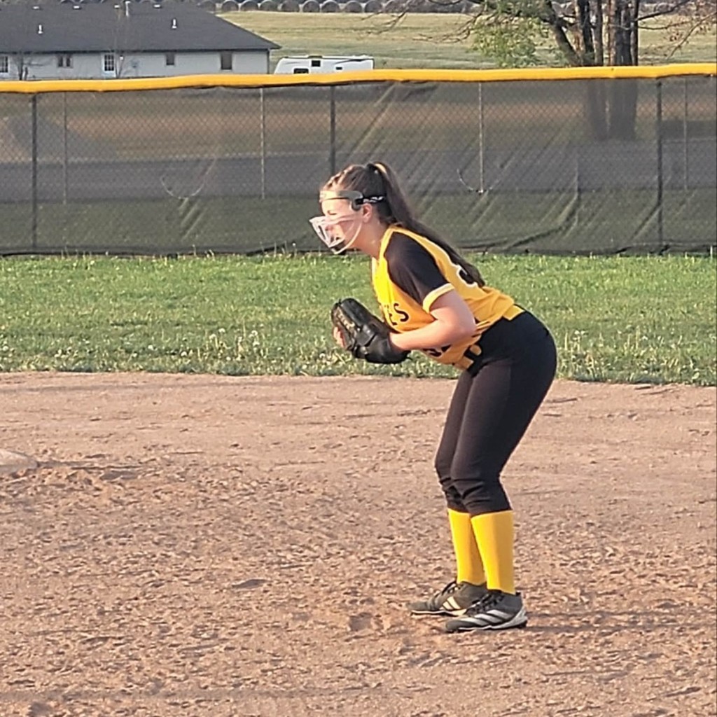 MS softball player on the infield