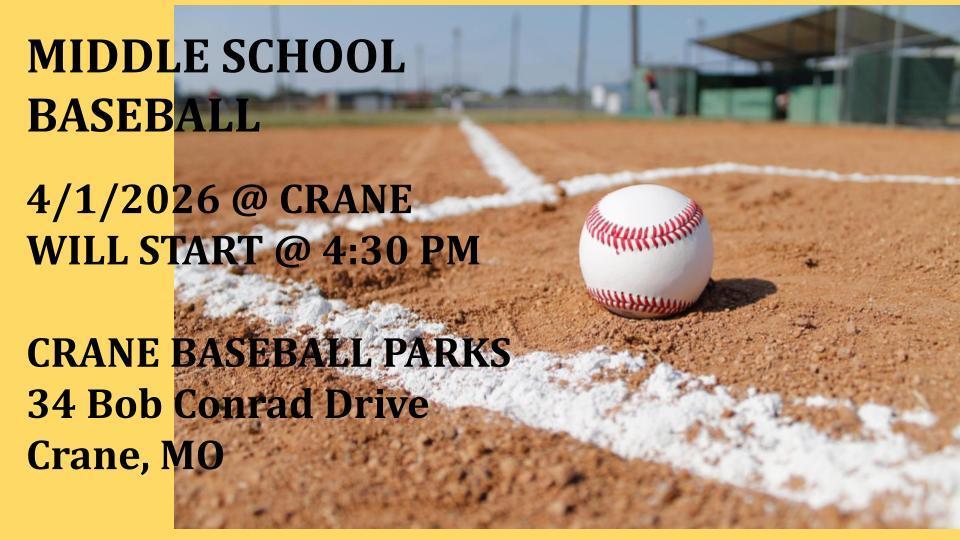 ms baseball game at Crane on 4/1/2026 4:30 pm start