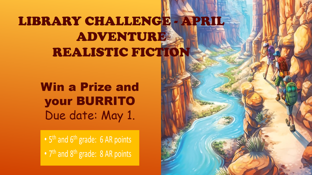 Library Challenge for April Picture: Adventure and Realistic Fiction Books