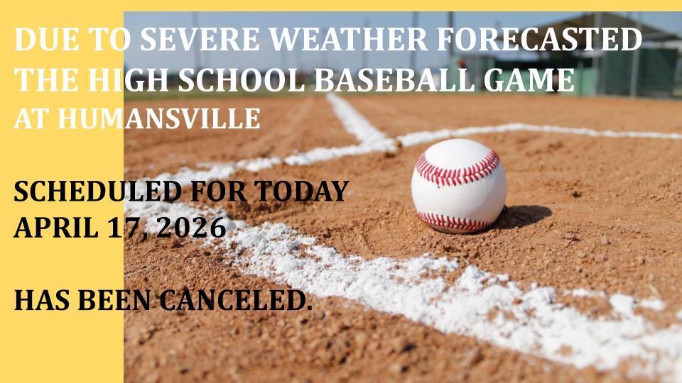hs baseball game canceled for 4/17/2026