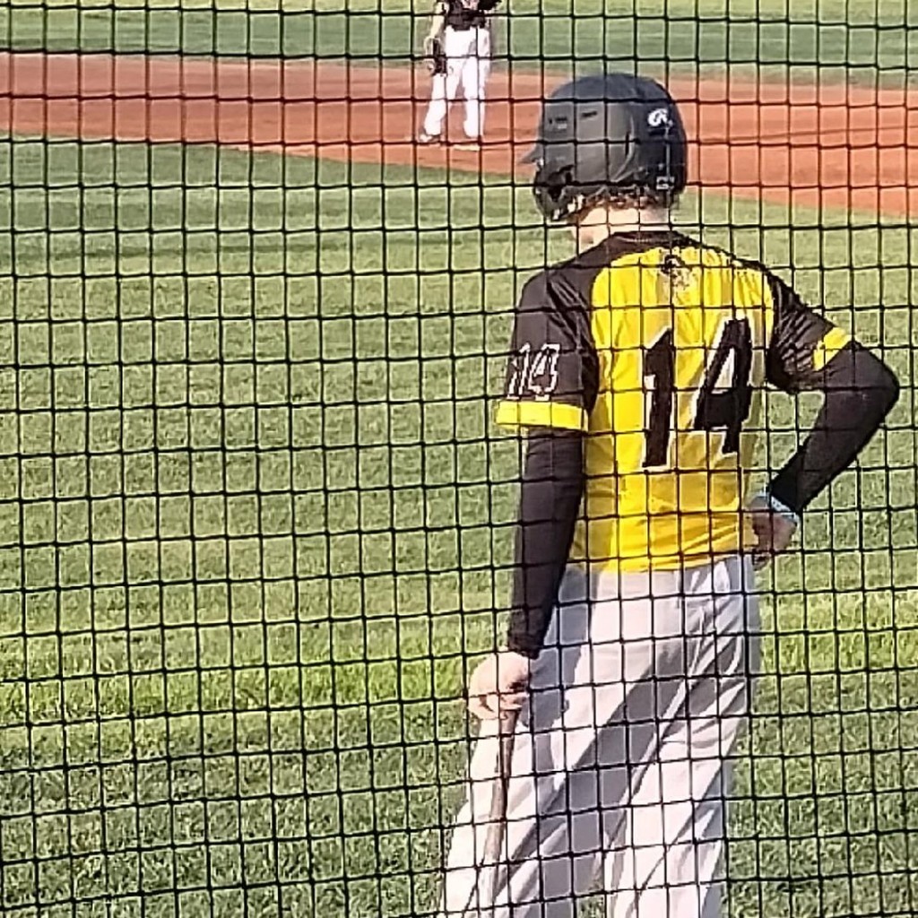 pleasant Hope baseball player on deck waiting to hit