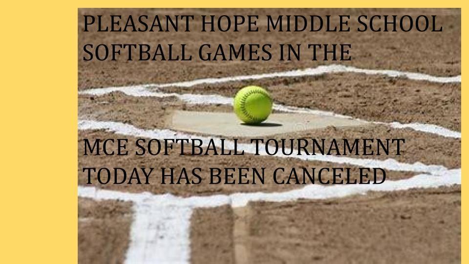 MCE Softball Tournament for 4/18/26 canceled