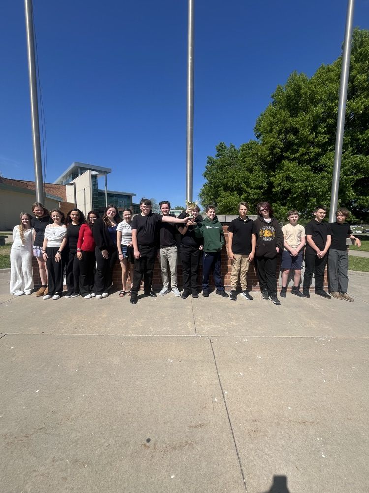 Students posing for a celebratory photo