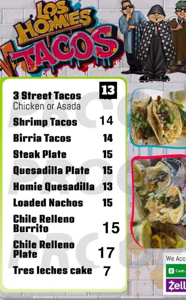 Los Homies Tacos Menu