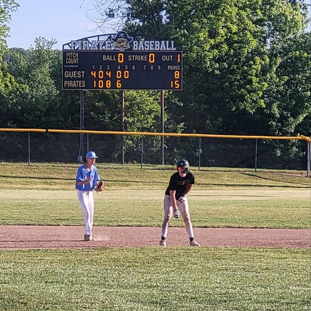 hs baseball player leading off of 2nd base