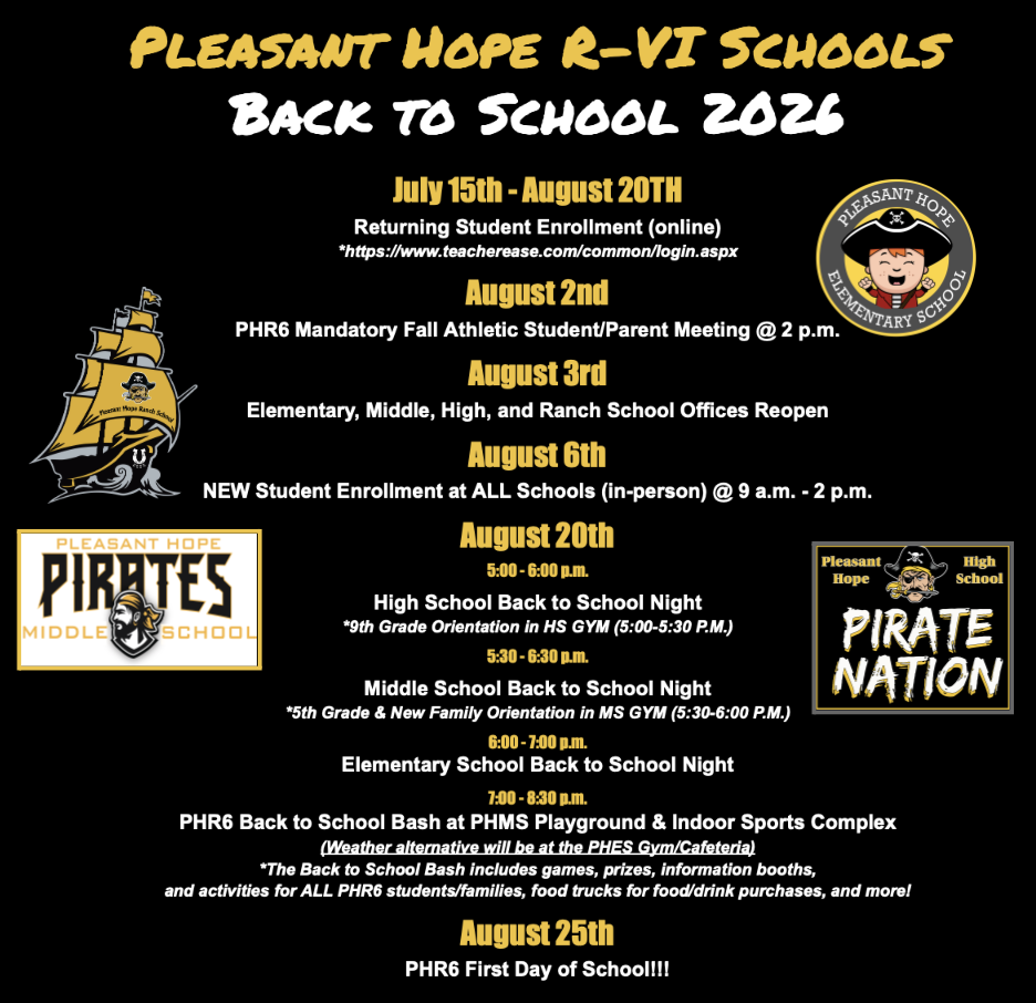 PHR6 Back to School Night Schedule 2026