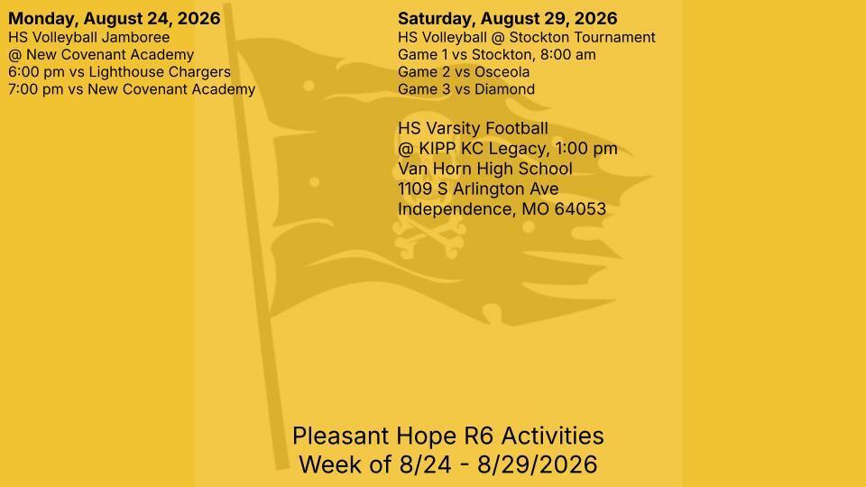 pleasant hope activities 8/24 - 8/29/26