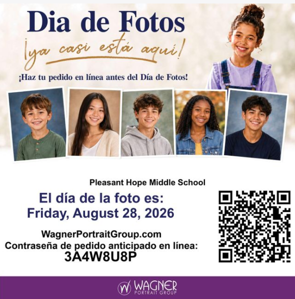 School Pictures Information for Tomorrow at PHMS Spanish